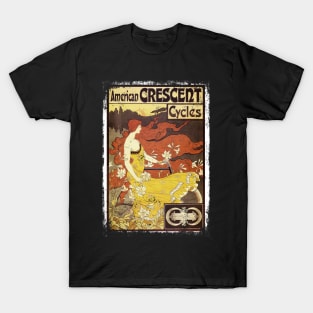 Art Nouveau - American Crescent Cycles Paul Berthon Alphonse Mucha Vintage Fantasy T-Shirt